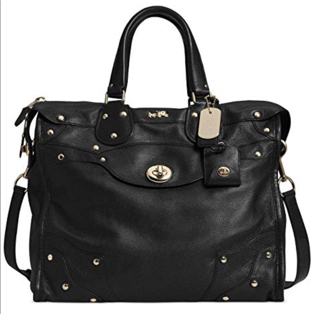 Coach Rhyder 33 Black Leather Satchel with Shoulder Strap